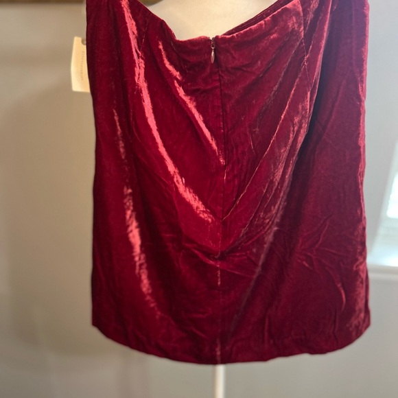 By ANTHROPOLOGIE Connie Crushed Red Velvet Mini Skirt Ruched Side Slit
NWT 16 - Picture 11 of 13
